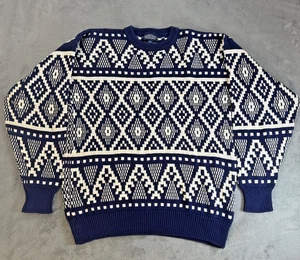 Vintage Lands End Cable Knit Sweater  Mens Large 100% Cotton 1990's  Made in USA - Picture 1 of 6