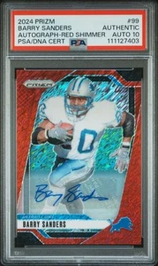 2024 Panini Prizm Barry Sanders Auto Red Shimmer Prizm /35 PSA Authentic 10 - Bild 1 von 2
