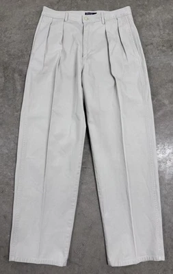 Vintage Polo Ralph Lauren Pleated Chino Pants Mens 30x30 Made In USA Tan Khakis - Image 1 of 4