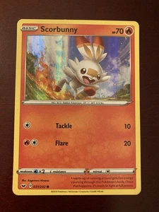 Scorbunny 031/202 Schwert & Schild Base Set Holo Rare Englisch Pokemon TCG Karte - Bild 1 von 2