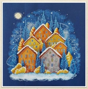 MOON NIGHT by Artmishka - Counted Cross Stitch, Night Winter Village, c2021 - Picture 1 of 1
