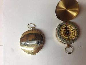 Alfa Romeo "Kham Tail Spider" ref3 pewter effect car emblem on a Golden Compass - Picture 1 of 1