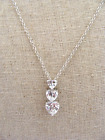Sterling Silver Necklace & Clear Rhinestone 3 Heart Stone Pendant