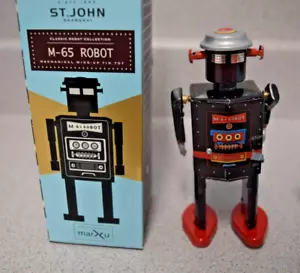 M-65 Robot 5.5" Wind Up Tin Toy Robot by St. John NEW IN BOX - Picture 1 of 6