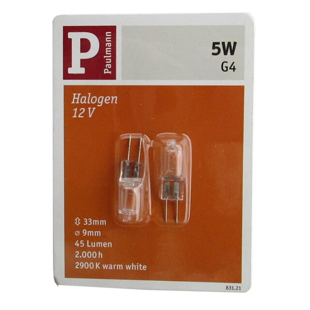 4 St. Paulmann Halogen Stiftsockel G4 klar 831.21 5 watt 12 V