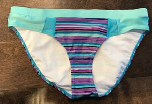 Parte inferior de bikini a rayas verde azulado/azul/verde hipster spandex talla L/XL 18 Joe Boxer - Imagen 1 de 5