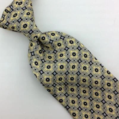 Corbata Stefano Ricci Italia Art Nouveau Amarilla Negra Autopunta Lujo Seda L2 61" Foto 1 de 4