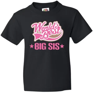 Inktastic Sister Worlds Best Big Sis Youth T-Shirt Sibling Cute Pink Tee Kids - Picture 1 of 4