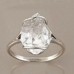 Herkimer Diamond 925 Sterling Silver Gift for Her Ring Jewelry All Size SE-1166 - Picture 1 of 10