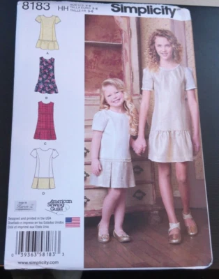Simplicity Pattern 8183 Girls Dress or Jumper w/Skirt Variations Sz 3-6