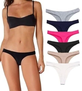 6 SLIP PERIZOMA DONNA IN COTONE, VITA BASSA, COLORI ASSORTITI, VARIETA DI SCELTA - Zdjęcie 1 z 8