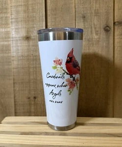 Cardinals Appear When Angels Are Near 20 Oz Stainless PUR Tumbler Cup Lidded New - Picture 1 of 4