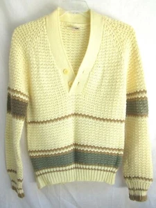 VTG 70's 80's..KENNINGTON..BEIGE & BROWN..STRIPED..PULLOVER..SWEATER..MEN sz L - Picture 1 of 7