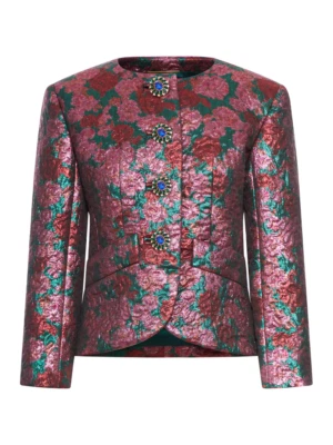 Chaqueta SAINT LAURENT Rose Rouge Lurex Nueva y Auténtica Foto 1 de 2