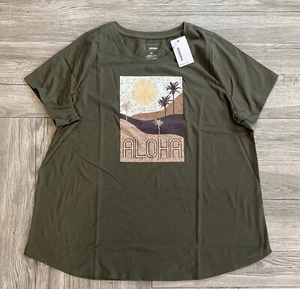 Sonoma Aloha Hawaii Tee Women's Plus Size Short Sleeve T-Shirt Top - Picture 1 of 2