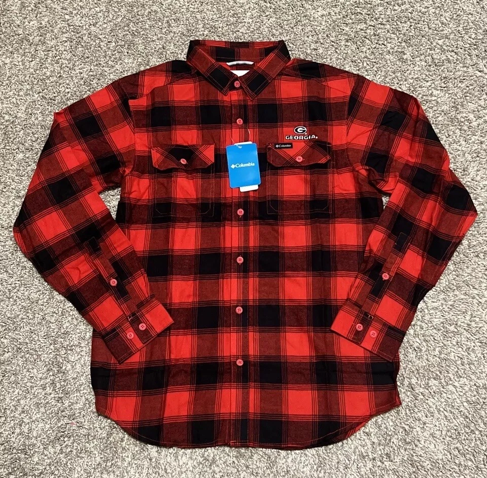 Columbia Georgia Bulldogs Flare Gun Flannel Red Black Long Sleeve Shirt Men’s M