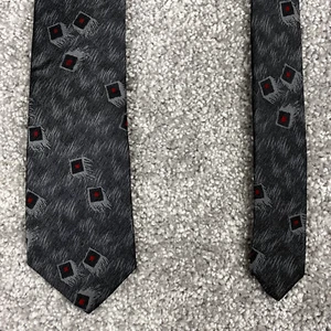 Andhurst Gray Red Abstract Square Necktie 2.5 x 55 Polyester Silk Classic Short - Bild 1 von 12