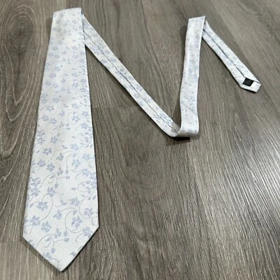 Corbata para hombre Paul Fredrick 100 % seda azul floral hecha a mano en Italia Foto 1 de 4