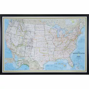 Craig Frames Classic United States Push Pin Travel Map with Pins - 24 x 36 - Picture 1 of 56