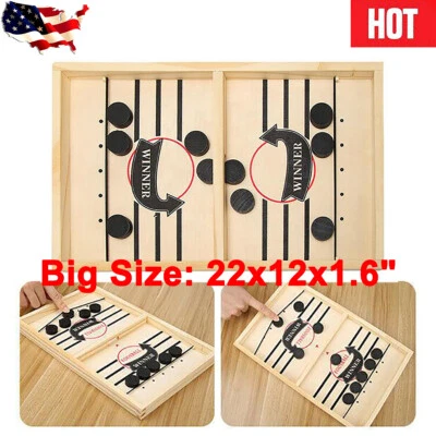 2x Fast Sling Puck Desktop Game Winner PK Board Game Children Toys Gift Big Size - Image 1 of 4