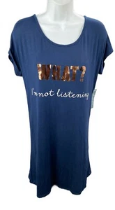 Medium What? I’m Not Listening Scarlett Blue Sleep Shirt PJ Lounge Gown Nighty - Bild 1 von 4