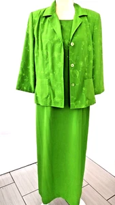 Sag Harbor 2 PC Green Polyester Maxi Dress Suit - Size 12 - Picture 1 of 10