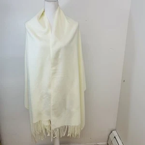Pretty Persuasions Scarf Wrap Shaw Cream Neutral Fringe Boho Soft Cozy 28"X72" - Picture 1 of 6