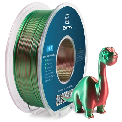 Geeetech filamento PLA 1,75 mm 1 kg seta verde + rosso bicolore per stampante 3D DE