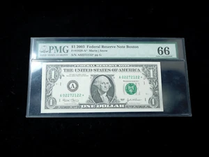 2003 $1 Federal Reserve Note - Boston - PMG 66 Star Note Serial #02272122 - Picture 1 of 4