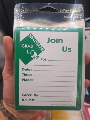 Fill-In Graduation Invitations Grad Party NIP 25ct With Envelopes Choose Color - Image 1 of 4