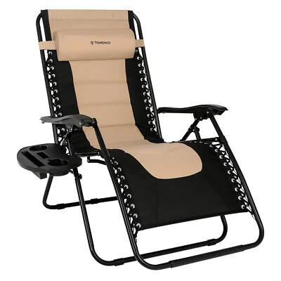 TOMSHOO Outdoor Zero Gravity Chair Folding Lounge Chair With Cotton Padded