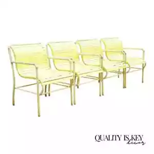 Vintage Faux Bamboo Aluminum Yellow Hauser Pool Patio Dining Chairs - Set or 4 - Picture 1 of 12