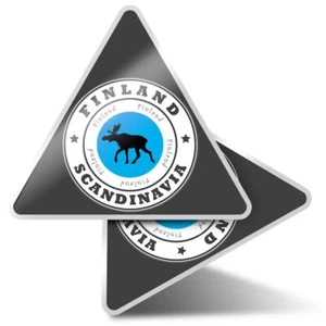 2 x Triangle Stickers  7.5cm - Finland Scandinavia Travel Stamp  #4525 - Afbeelding 1 van 9