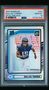 🏆 2024 Donruss Rated Rookie Dallas Turner Optuc Preview Silver PSA 10 POP 1 16A - Picture 1 of 2