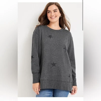 Sudadera Maurices Willowsoft Star Cuello Redondo Polar Estrella Gris Talla Grande Nueva con Etiquetas Foto 1 de 4