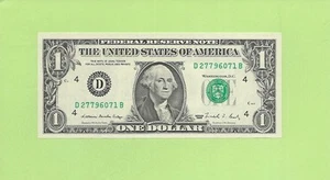 1988 ..UNCIRC $1  D 2779 6071 B  .... 1988  $1  D-B     NICE NOTE     FRN - Picture 1 of 2