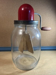 Antique Butter Churn Hand Crank Red Done Top As Shown - Picture 1 of 6