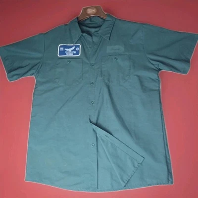 Camisa De Colección Buick City Flint Conjunto Verde Mecánico Botón Tienda Tareas L Gorra Roja Foto 1 de 4