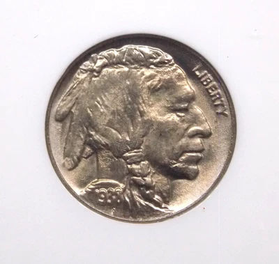 1938 "D/D" Indian Head BUFFALO Nickel 5c NGC MS66 #025 Gem BU Unc ECC&C, Inc. - Image 1 of 4