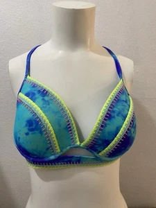 Women's SHADE & SHORE Multi Color Patterned Bikini Swimsuit Top Size 38B - Picture 1 of 15
