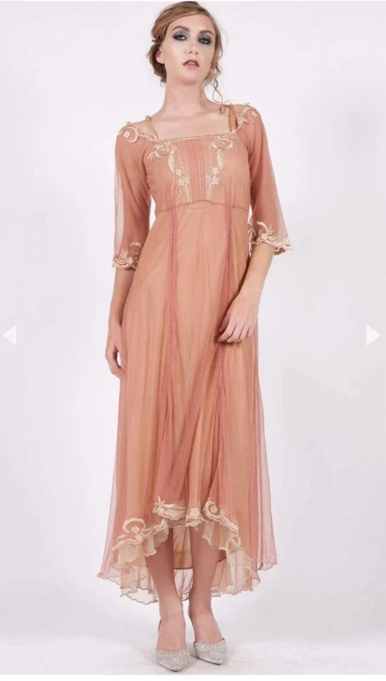 Nataya винтажный вдохновил золото/обнаженная платье маленький - Изображение 1 из 4