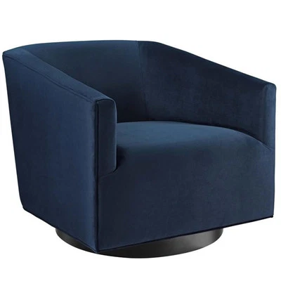 Modway Twist Performance Velvet Accent Lounge Swivel Chair in Midnight Blue - Image 1 of 4