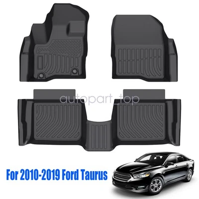 For 2010-2019 Ford Taurus Front & Second Row TPE Floor Mats Liners Black 3Pcs - Изображение 1 из 4