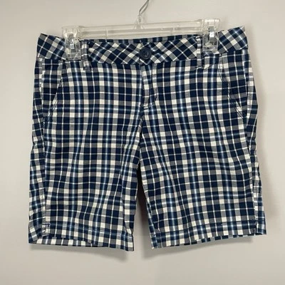 Pantalones Cortos Aeropostale Junior Elastizados Azul Y Blanco A Cuadros Talla 3/4 Foto 1 de 4