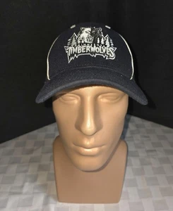 Vintage Minnesota Timberwolves Hat Cap Fitted One Size Black NBA Basketball GUC - Picture 1 of 7