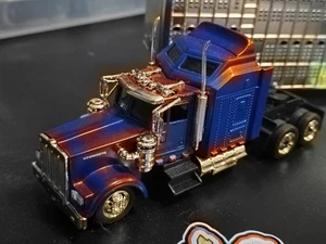 Kenworth W900 Potbelly Livestock Hauler Truck Trailer 1/43 Blue & Chrome New Ray - Picture 1 of 5