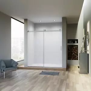68-72"Wx76"H Frameless Single Sliding Soft-Close Shower Doors 3/8"Tempered Glass - Picture 1 of 8