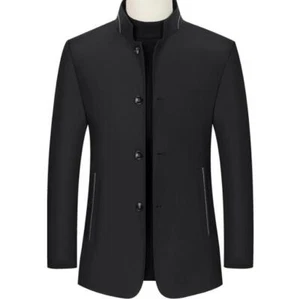 New Men's stand collar Jackets Casual coat Spring/ Fall Button Business Jackets - Imagen 1 de 19