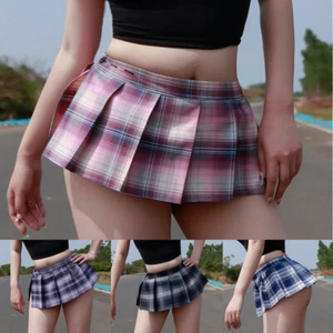 Damen Plissee Minirock Micro Kurz Kleid Sexy Cosplay Röcke Club Kostüm ☾ - Bild 1 von 16