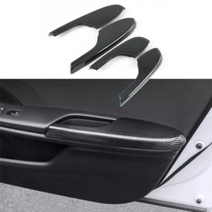 Cubierta de moldura de panel de reposabrazos de puerta interior de fibra de carbono 4 piezas para Honda Civic 2016-20 - Imagen 1 de 7